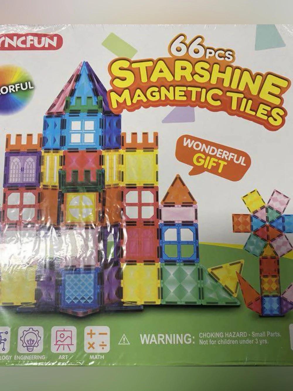 Starshine Magnetic Tiles - 66pcs Multicolor Building Set for Kids